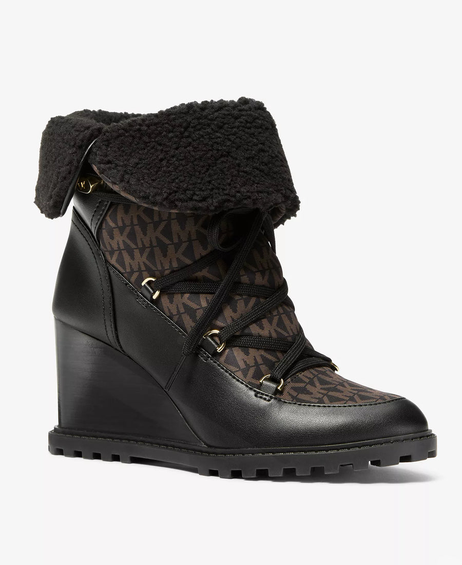 Michael Kors MICHAEL Women's Blakely Wedge Shearling-Accented Booties