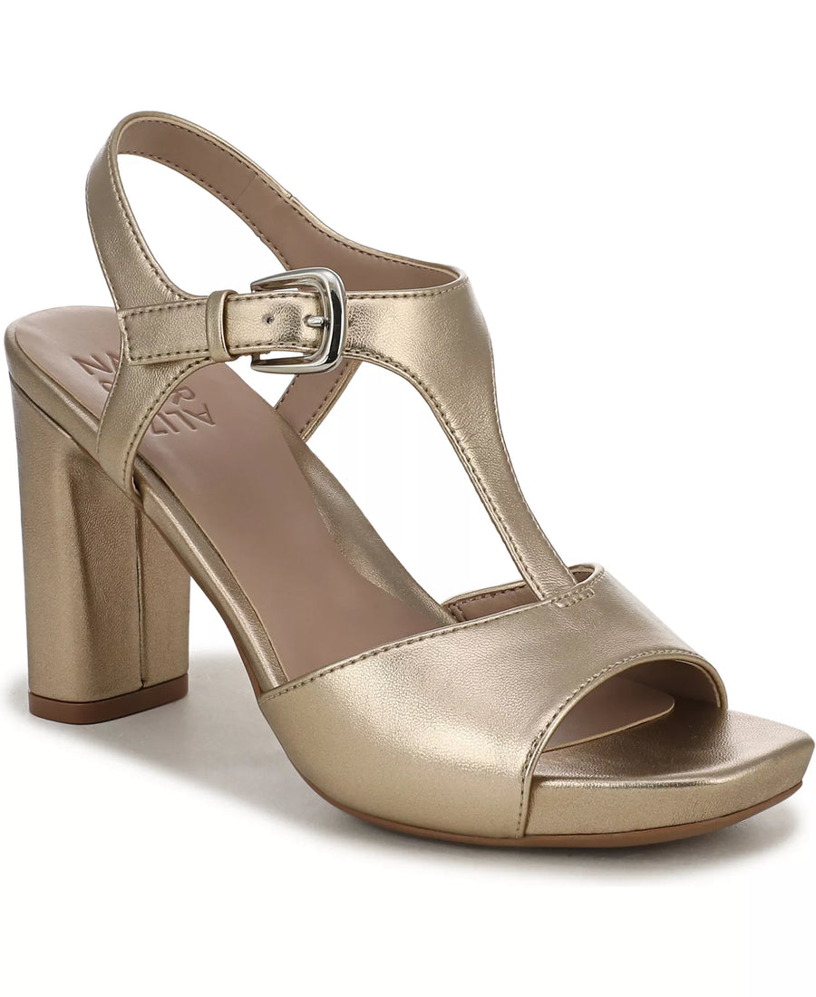 Naturalizer Women's Marlowe Faux Leather Strappy Block Heel Open Toe Sandals