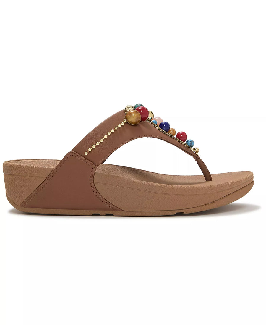 FitFlop Women's Lulu Beaded Toe Post Slip-On Wedge Sandals