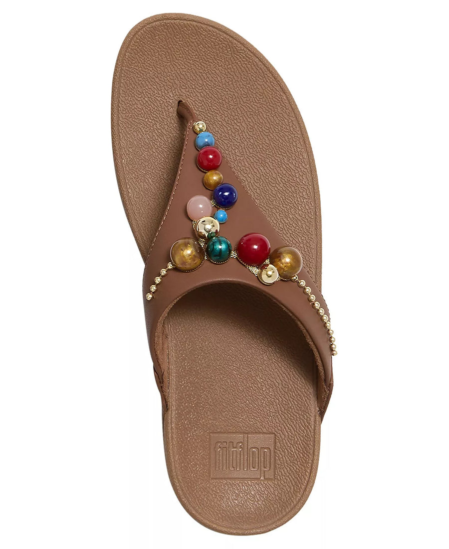 FitFlop Women's Lulu Beaded Toe Post Slip-On Wedge Sandals