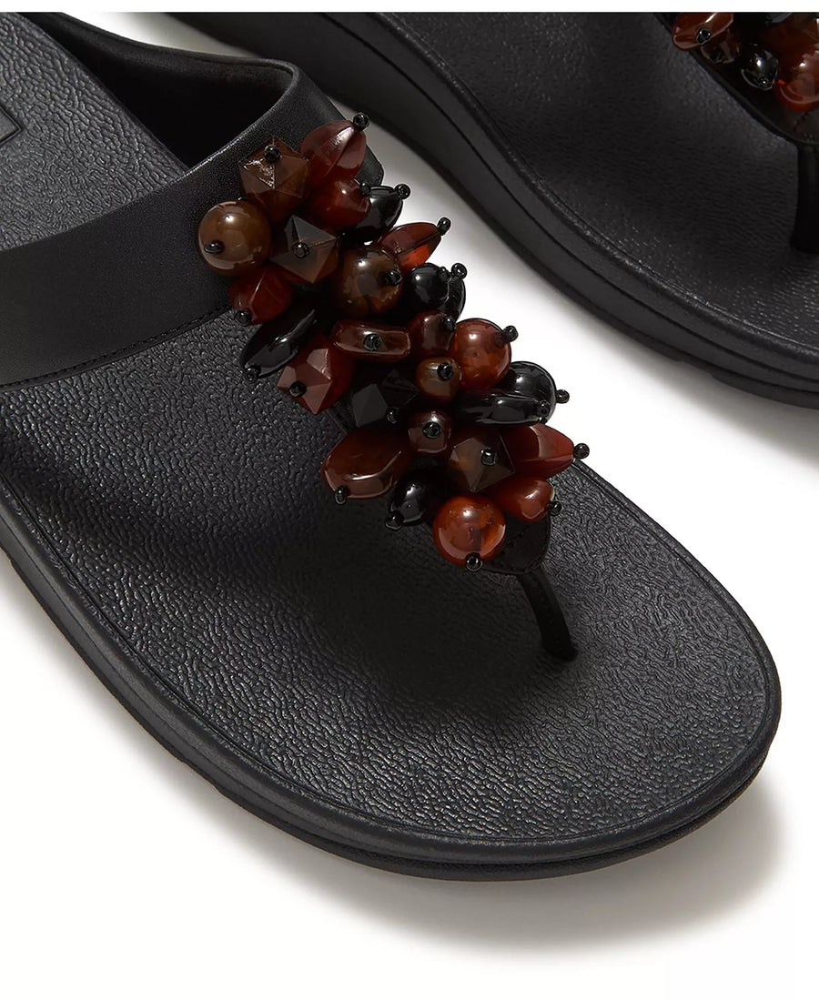 FitFlop Women's Fino Bead Cluster Toe Post Slip-On Sandals