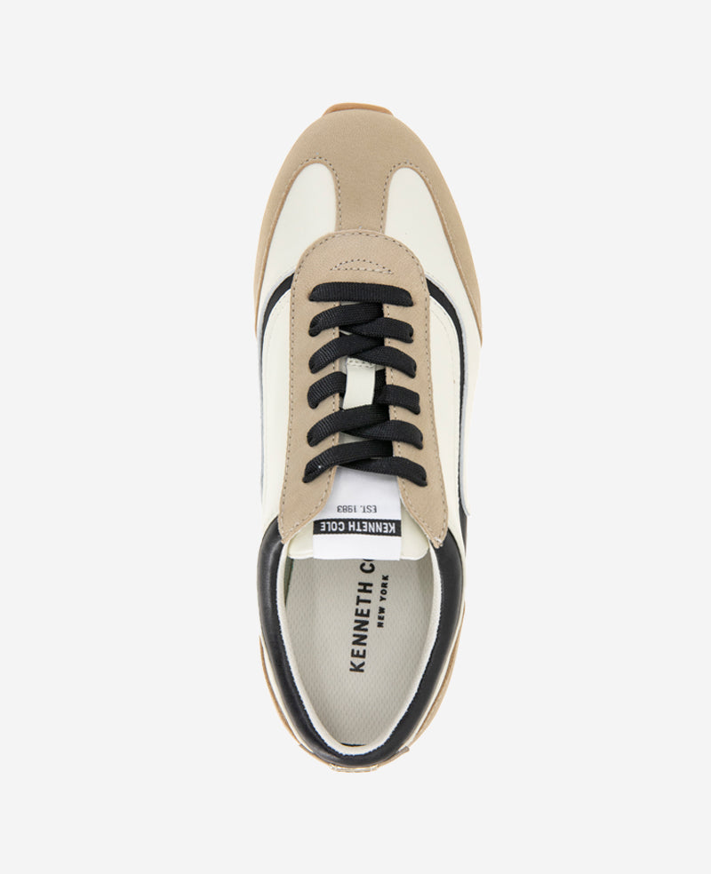 Kenneth Cole Alma Leather Sneakers Cream/Black Leather