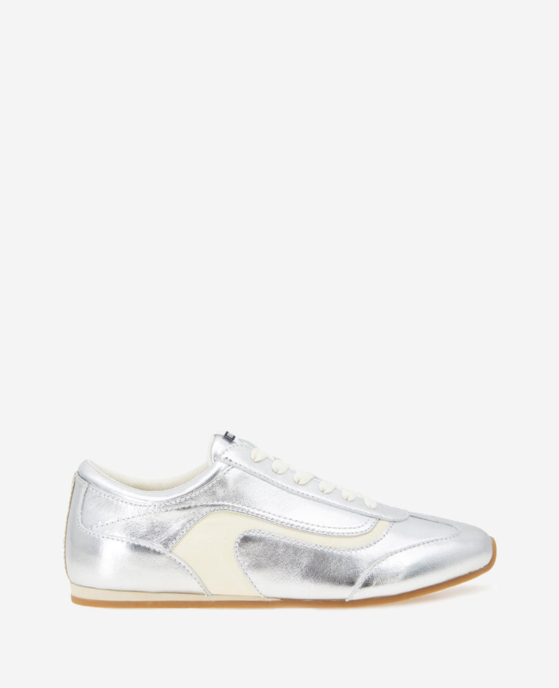 Kenneth Cole Alma Leather Sneakers Silver Leather