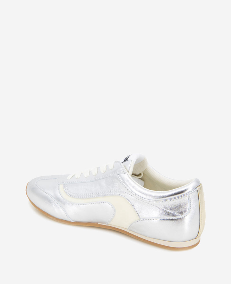 Kenneth Cole Alma Leather Sneakers Silver Leather