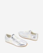 Kenneth Cole Alma Leather Sneakers Silver Leather
