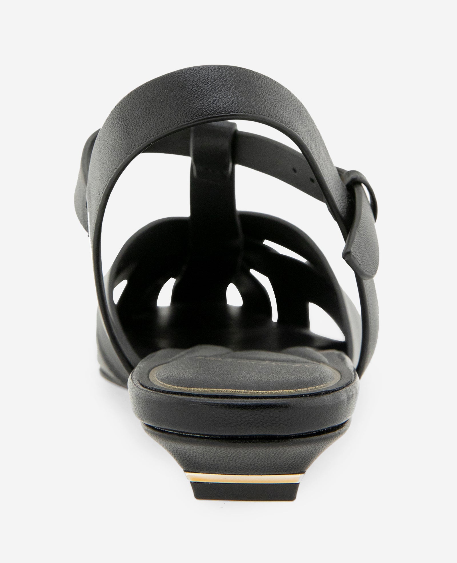 Kenneth Cole Bindy Woven Leather T-Strap Sandals Black Leather