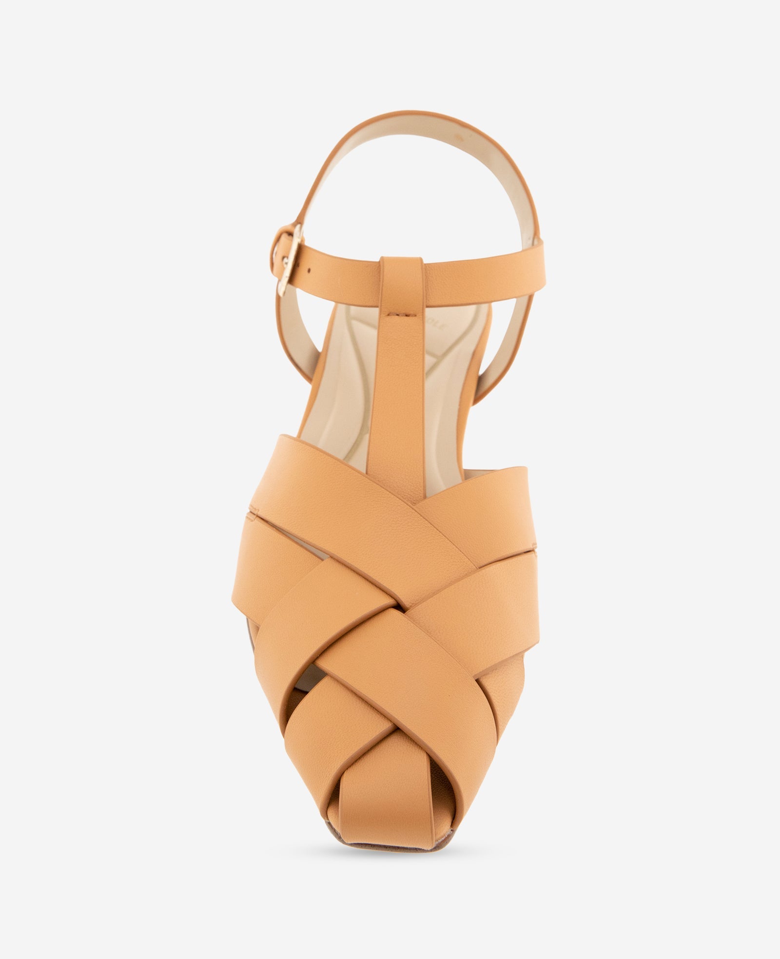 Kenneth Cole Bindy Woven Leather T-Strap Sandals Butter Leather