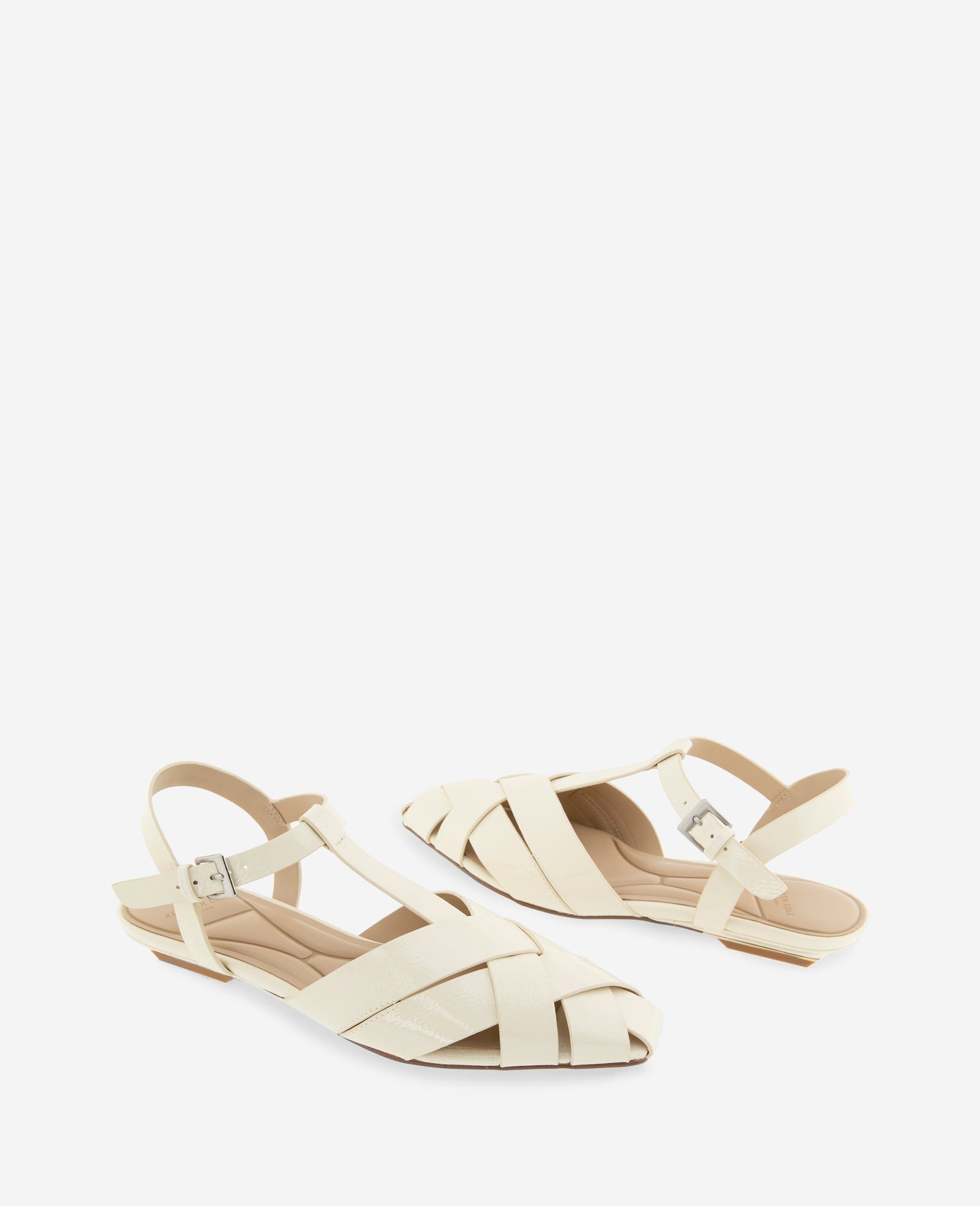 Kenneth Cole Bindy Woven Leather T-Strap Sandals Pristine Patent