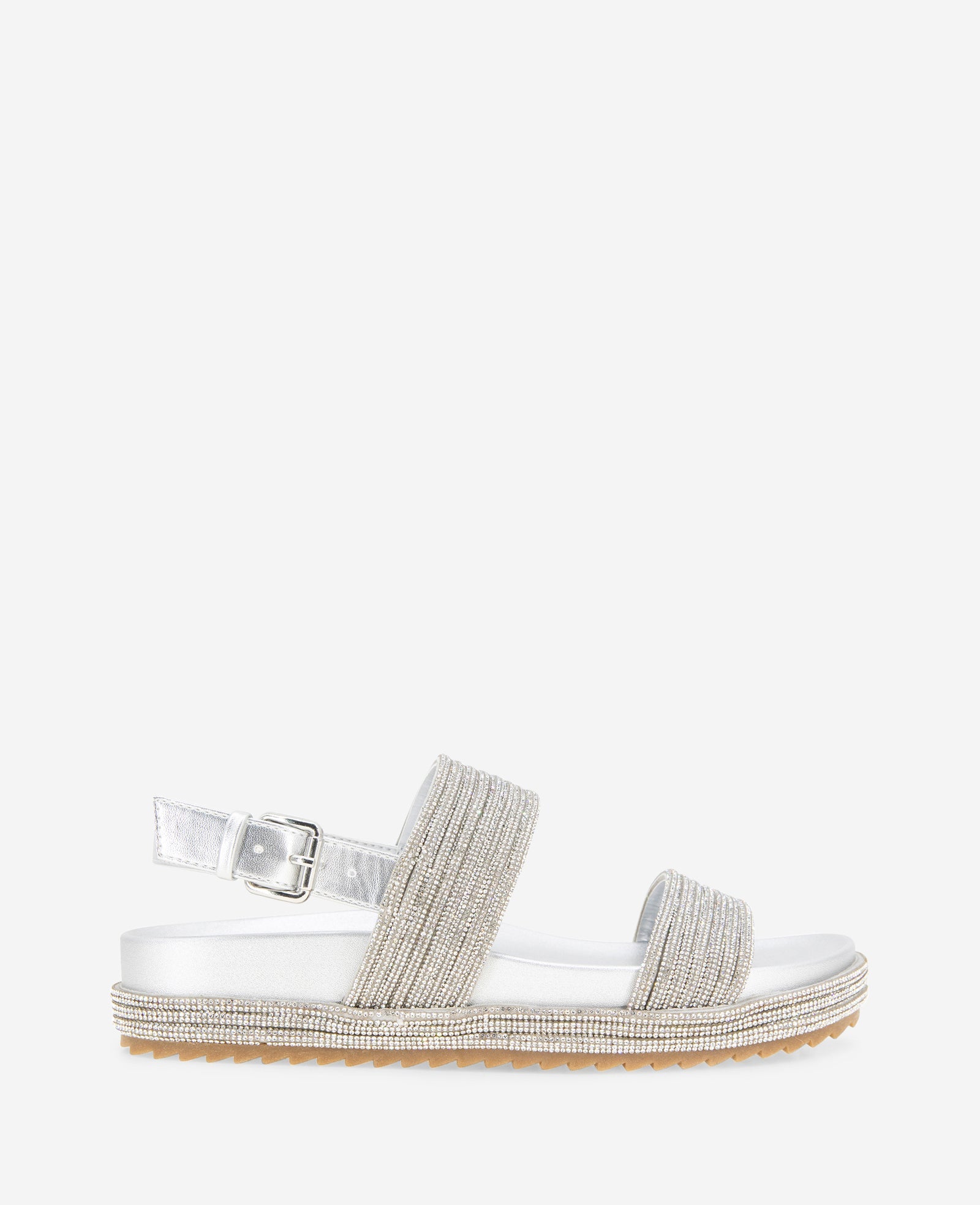 Kenneth Cole Reaction - Debra Two Band Crystal Sandals Silver/Crystal