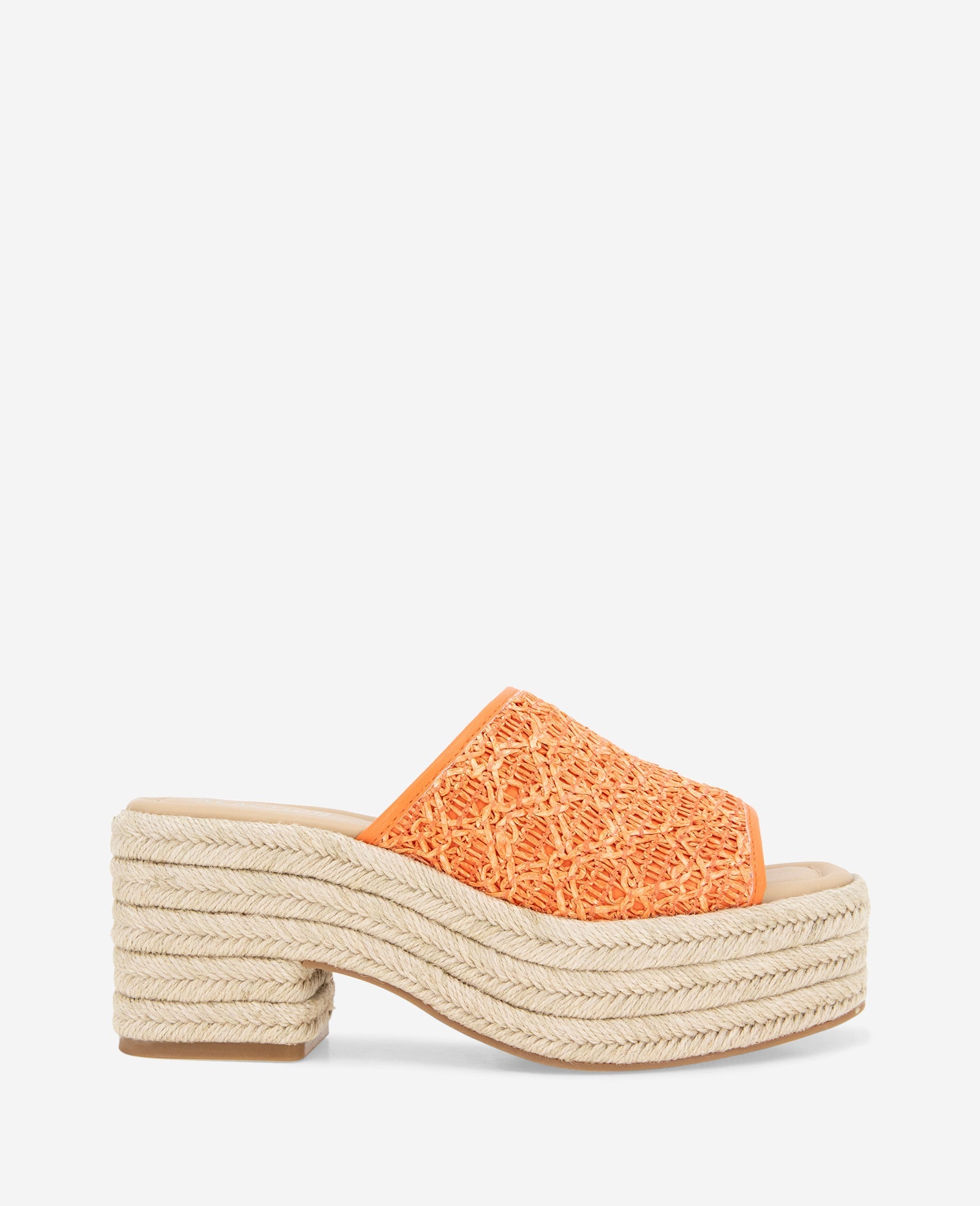 Kenneth Cole Reaction - Elissa Platform Raffia Sandals Orange Raffia