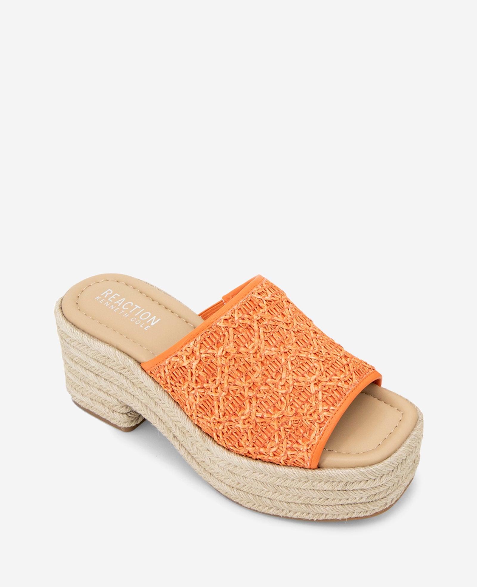 Kenneth Cole Reaction - Elissa Platform Raffia Sandals Orange Raffia