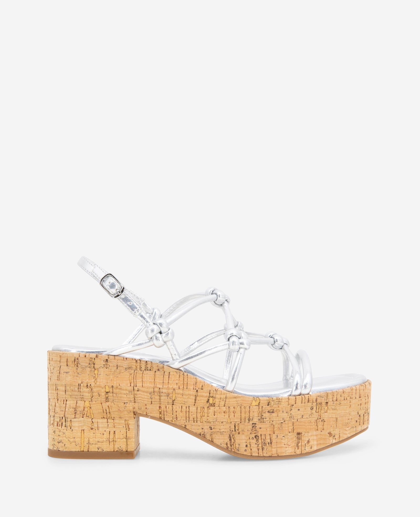 Kenneth Cole Reaction - Essa Metallic Cork Platform Sandals Silver Metallic
