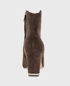 Kenneth Cole Grizelda Suede Heel Boots Chocolate Suede