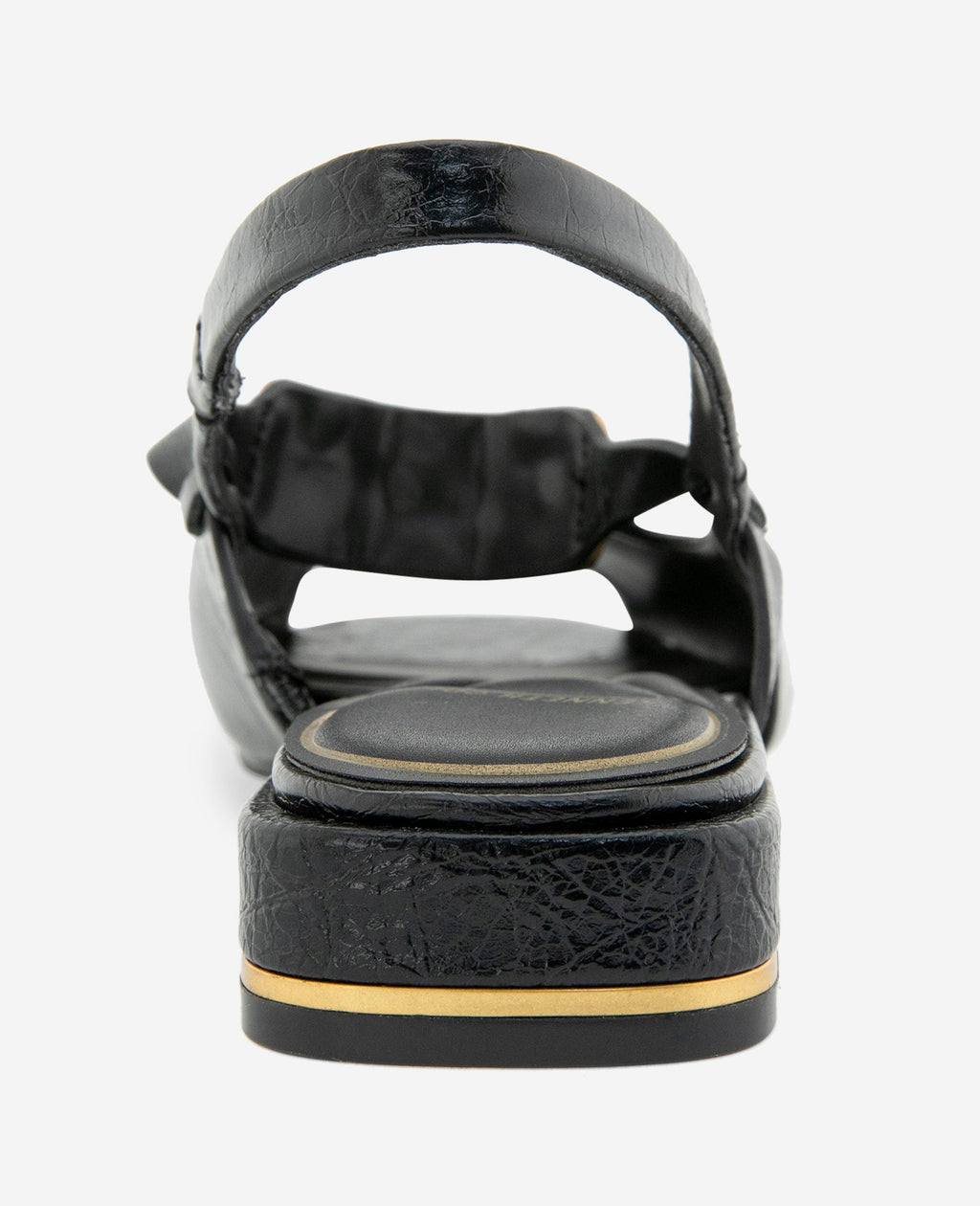 Kenneth Cole Illia Patent Open Toe Hardware Flat Slingbacks Black Patent