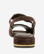 Kenneth Cole Illia Suede Open Toe Hardware Flat Slingbacks Chocolate Suede
