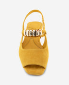 Kenneth Cole Illia Suede Open Toe Hardware Flat Slingbacks Sulphur Suede