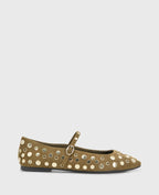 Kenneth Cole Jasper Suede Stud Ballet Flats Loden
