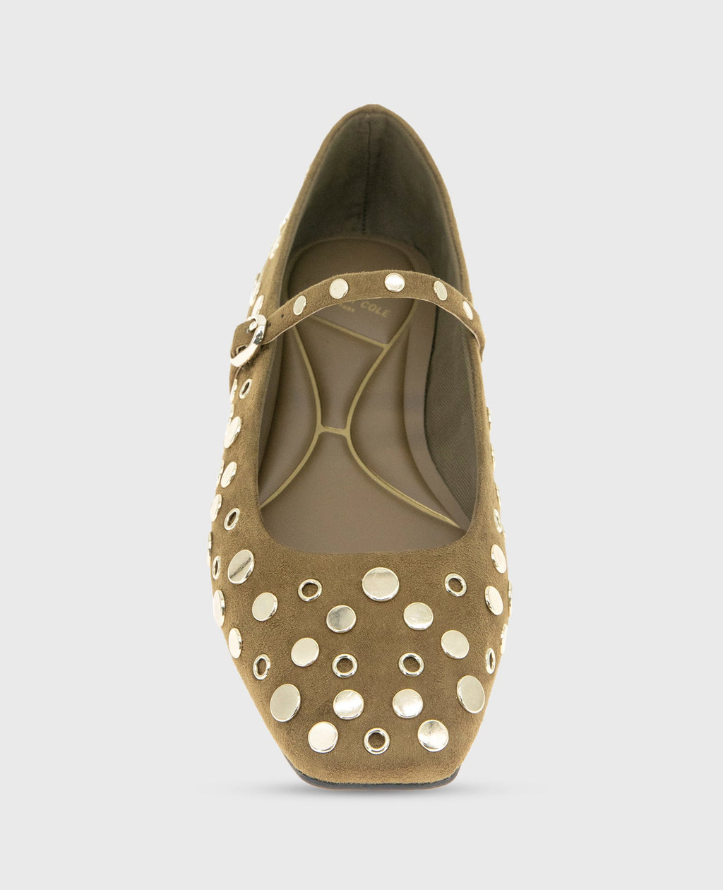 Kenneth Cole Jasper Suede Stud Ballet Flats Loden