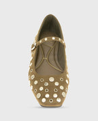 Kenneth Cole Jasper Suede Stud Ballet Flats Loden