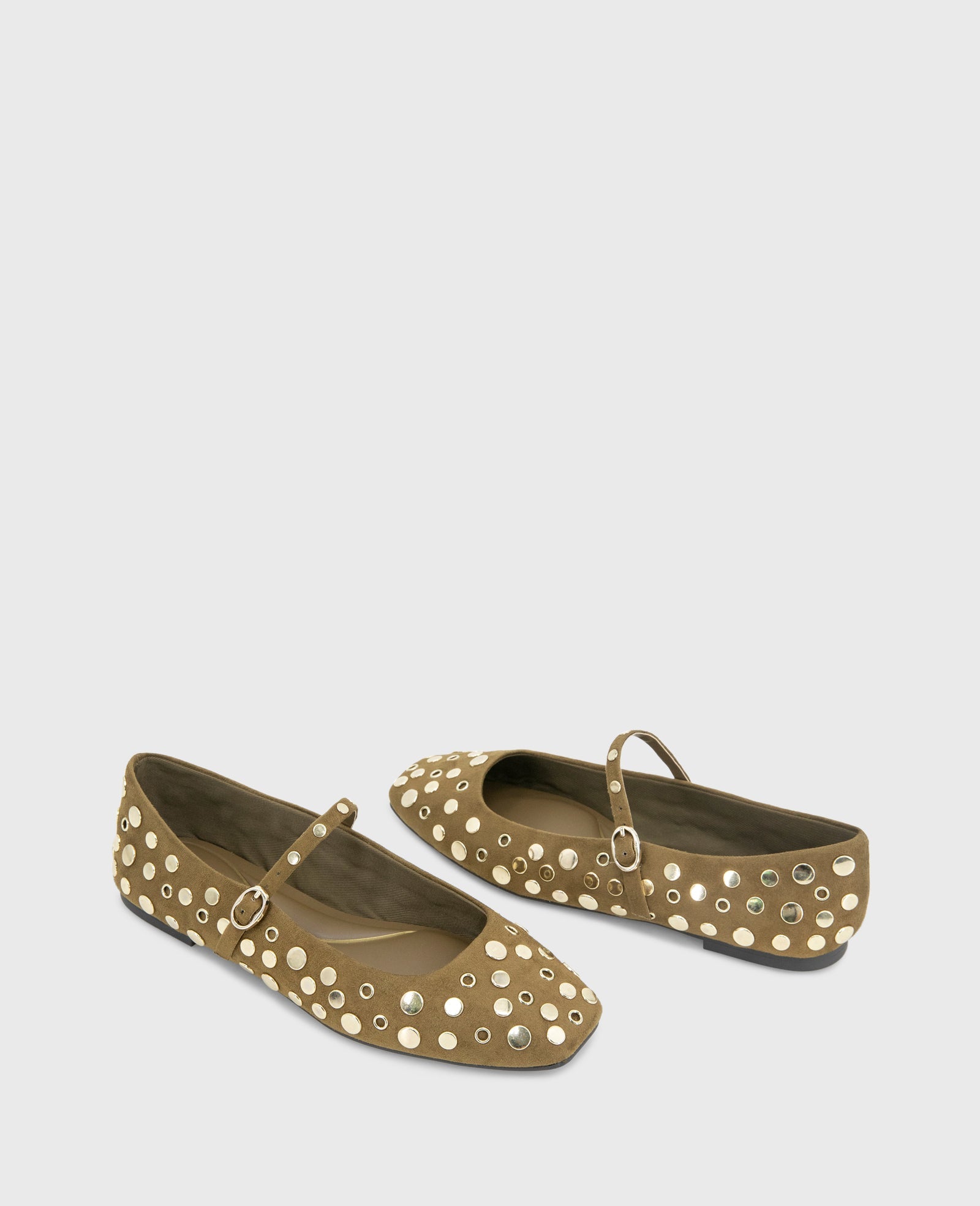 Kenneth Cole Jasper Suede Stud Ballet Flats Loden