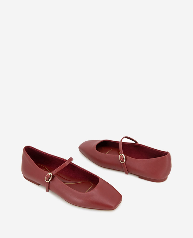 Kenneth Cole Jasper Leather Ballet Flats Rio Red Leather