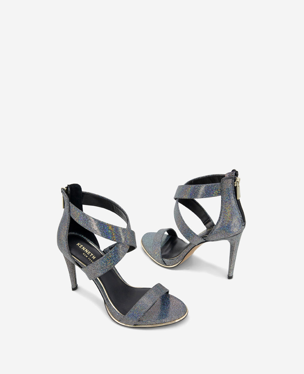 Kenneth Cole Brooke Cross Strap Heeled Sandals Black/Multi Micro