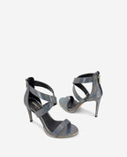 Kenneth Cole Brooke Cross Strap Heeled Sandals Black/Multi Micro