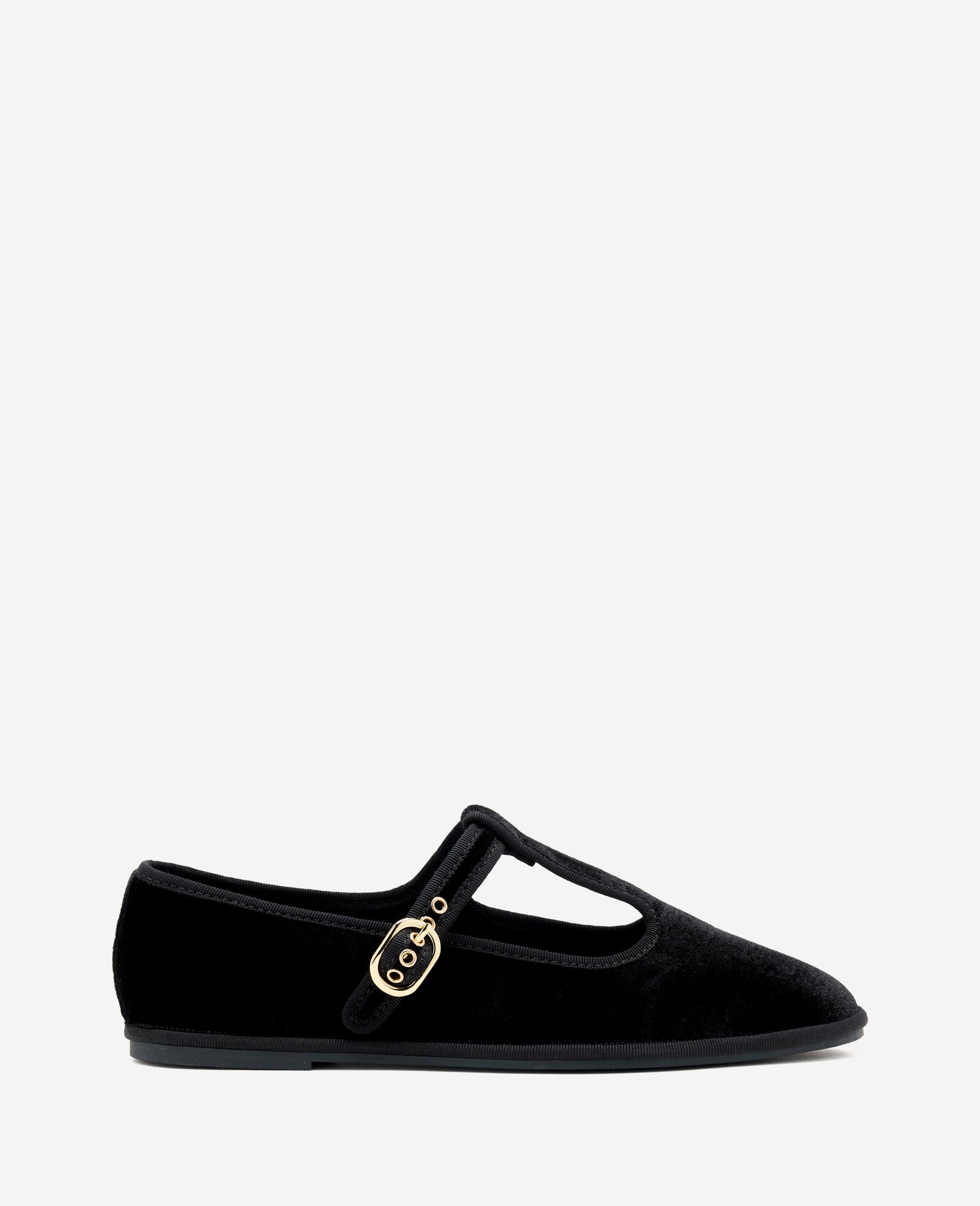 Kenneth Cole Verona Velvet T-Strap Mary Jane Flats Black Velvet