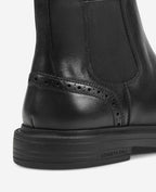 Kenneth Cole Frank Double Gore Wingtip Chelsea Boots Black Leather
