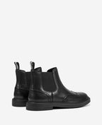Kenneth Cole Frank Double Gore Wingtip Chelsea Boots Black Leather