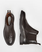 Kenneth Cole Frank Double Gore Wingtip Chelsea Boots Mocha Leather
