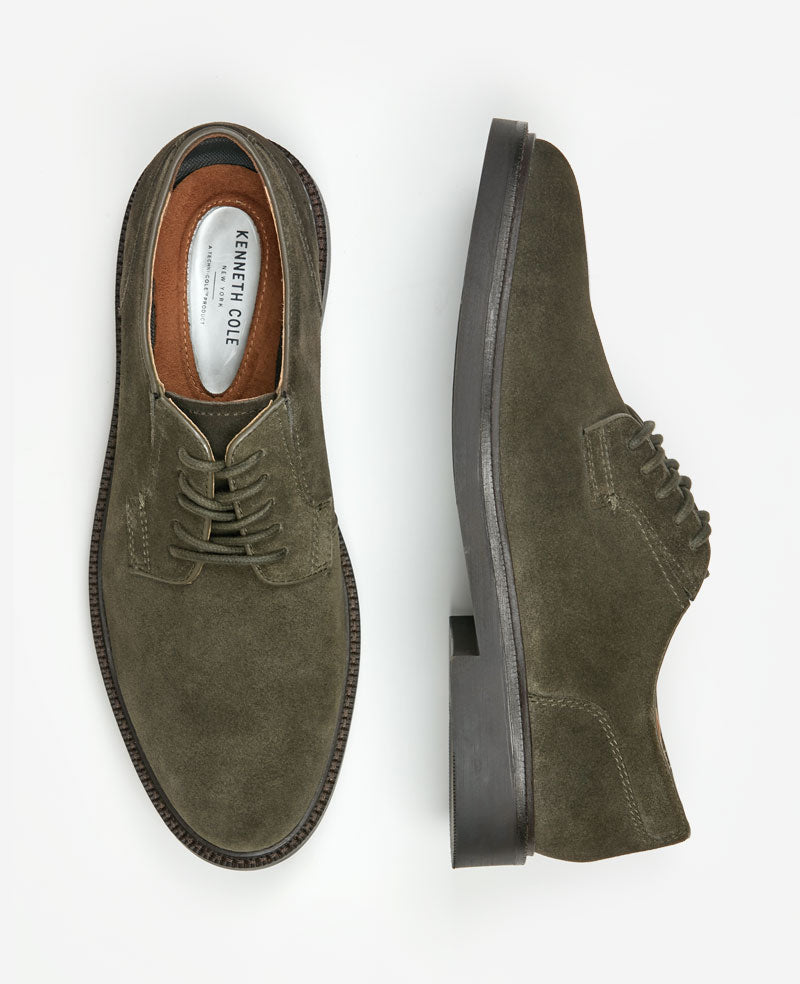 Kenneth Cole Winston Suede Derby Lace Ups Bark Suede