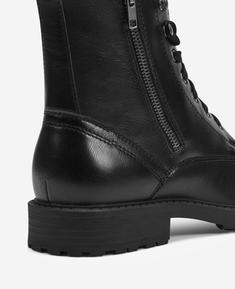 Kenneth Cole Reaction - Captain Cap Toe Double Zip Combat Boots Black