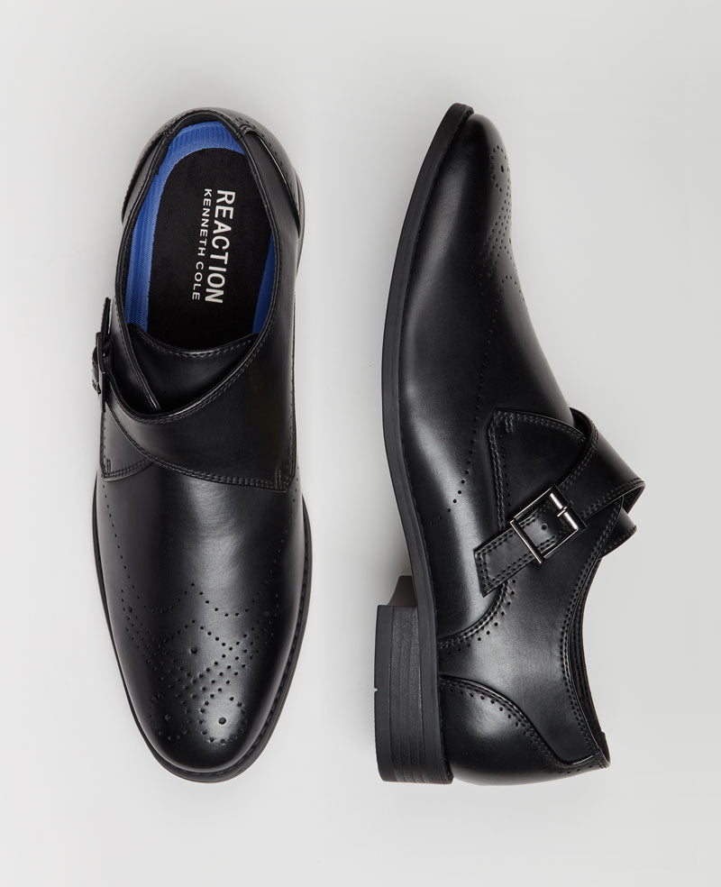 Kenneth Cole Reaction - Cheer Brogue Single Monk Straps Black