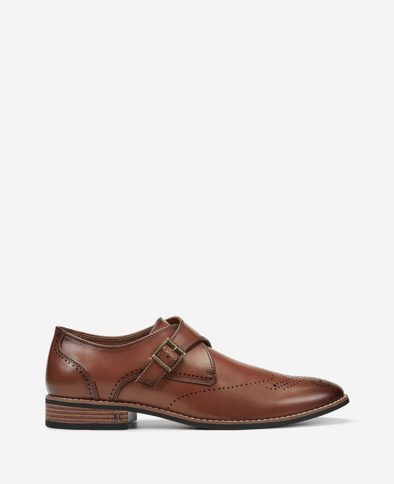 Kenneth Cole Reaction - Cheer Brogue Single Monk Straps Tan