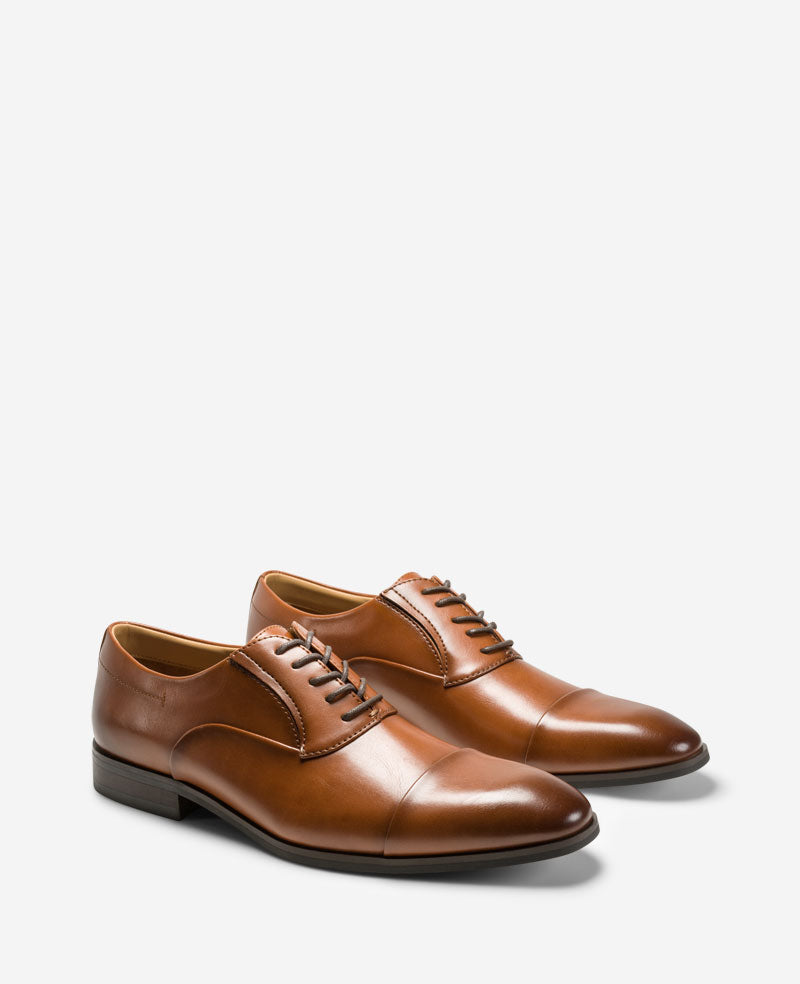 Kenneth Cole Reaction - Heath Cap Toe Lace Up Oxfords Cognac