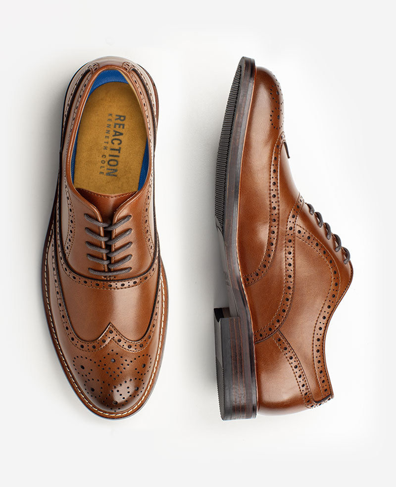 Kenneth Cole Reaction - Lance Wingtip Brogue Oxfords Cognac