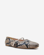 Kenneth Cole Magnolia Snakeskin Leather Ballet Flats Taupe Snake
