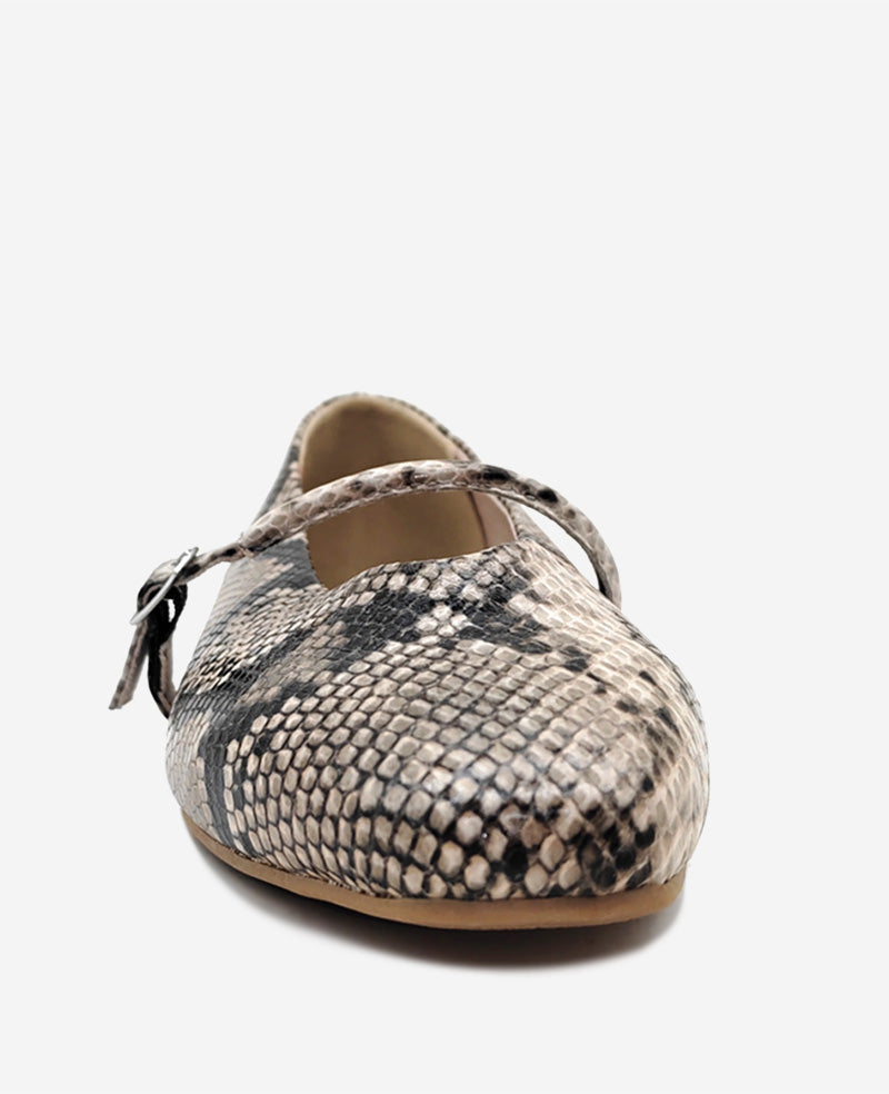 Kenneth Cole Magnolia Snakeskin Leather Ballet Flats Taupe Snake