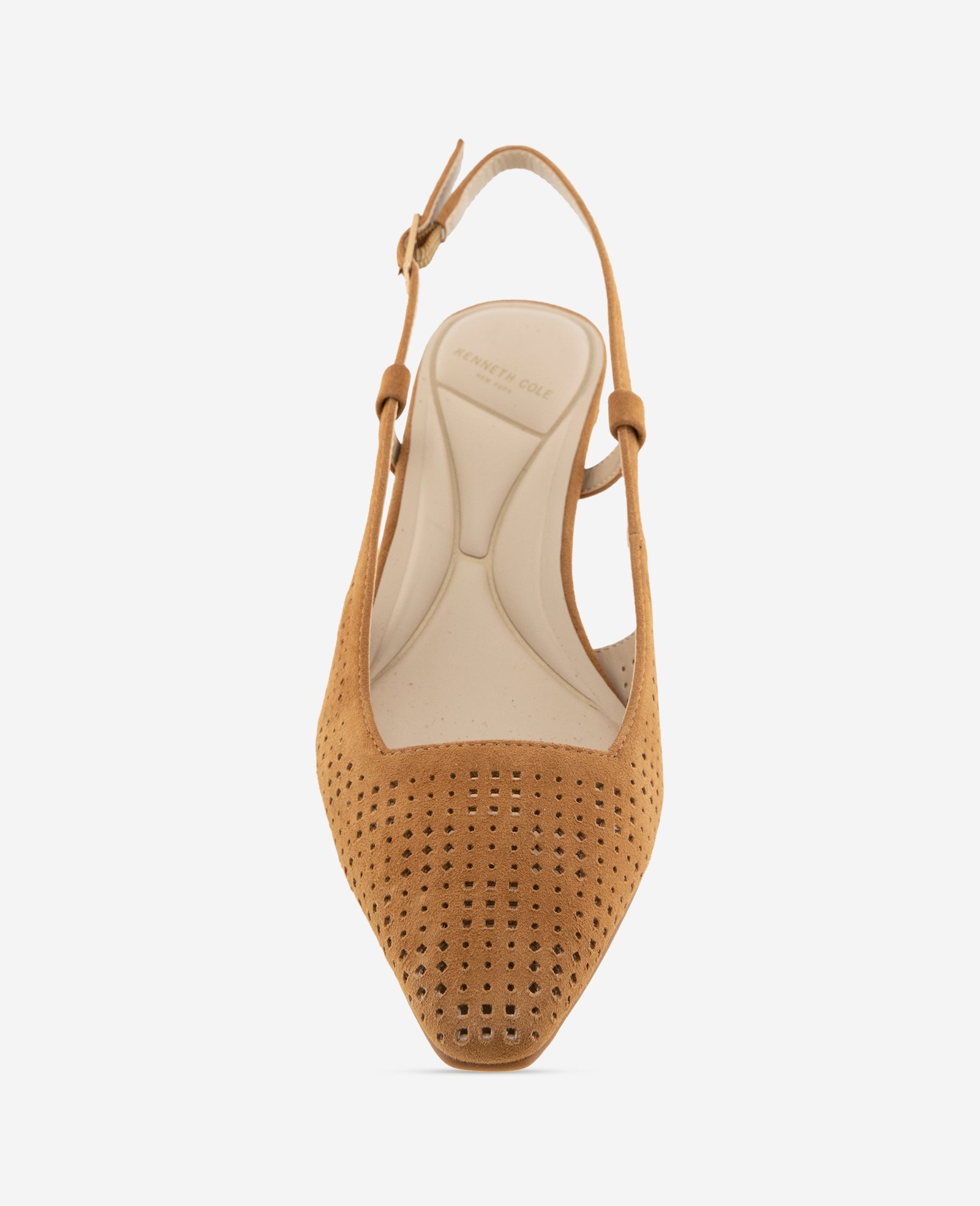 Kenneth Cole Marbella Perforated Suede Slingback Heels Brown Suede