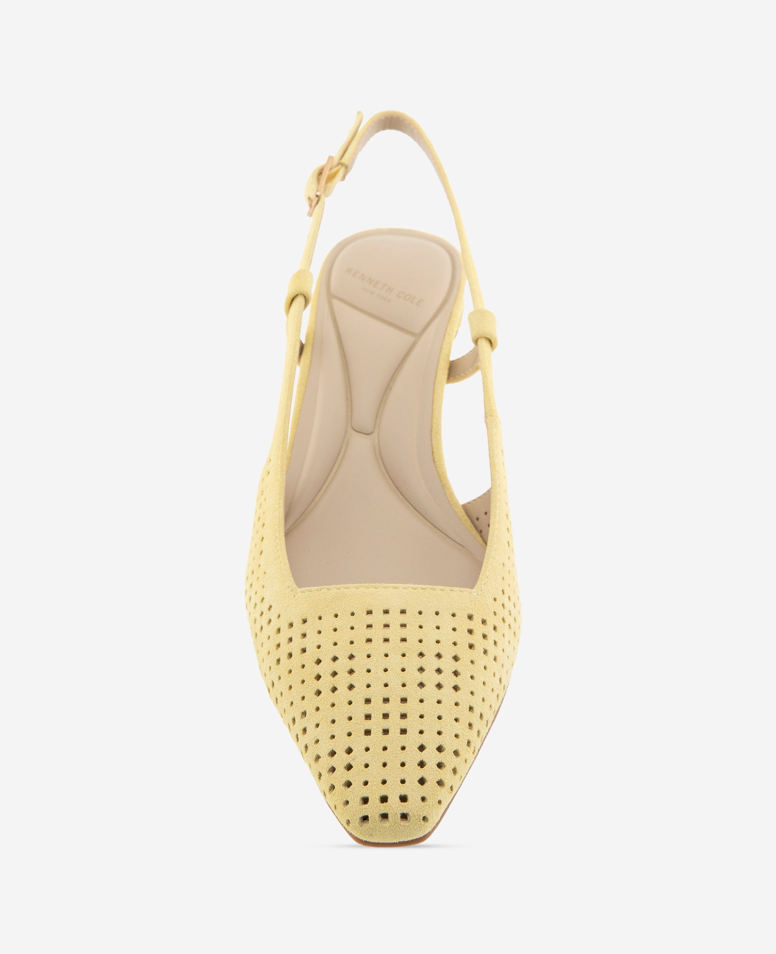 Kenneth Cole Marbella Perforated Suede Slingback Heels Lemon Suede