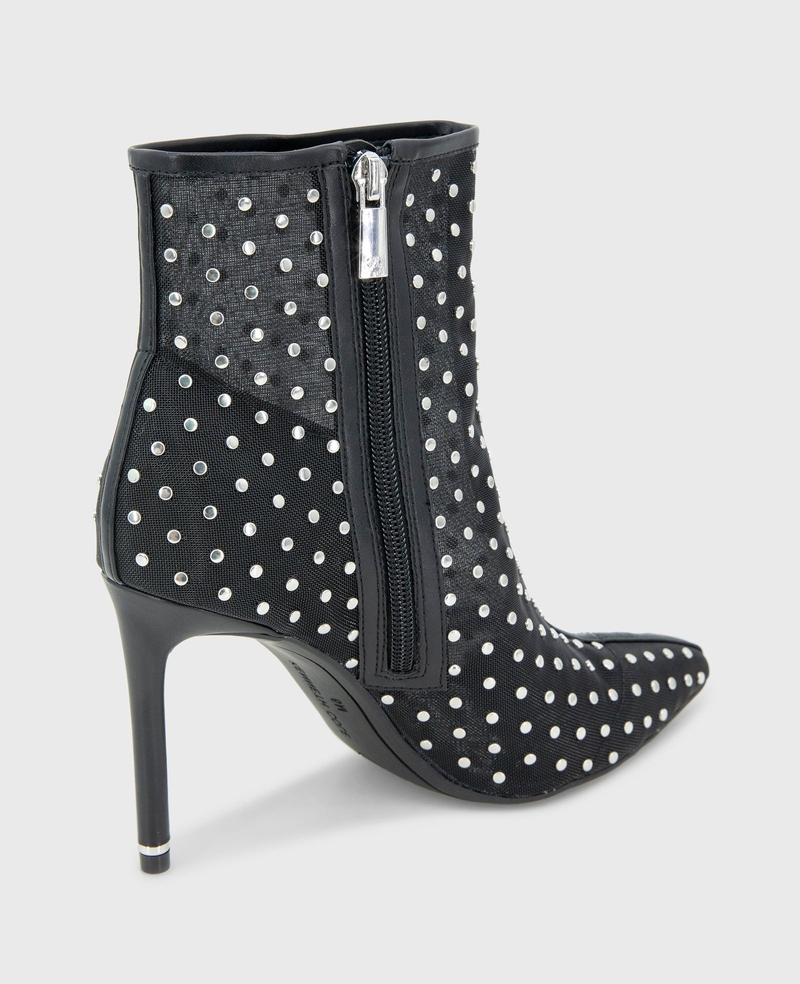Kenneth Cole Quincy Mesh Micro Stud Heel Ankle Booties Black Mesh
