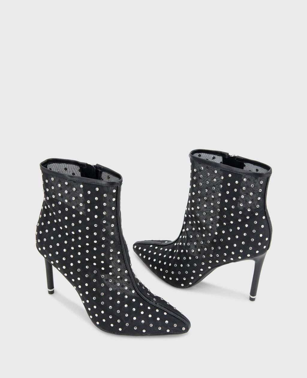 Kenneth Cole Quincy Mesh Micro Stud Heel Ankle Booties Black Mesh