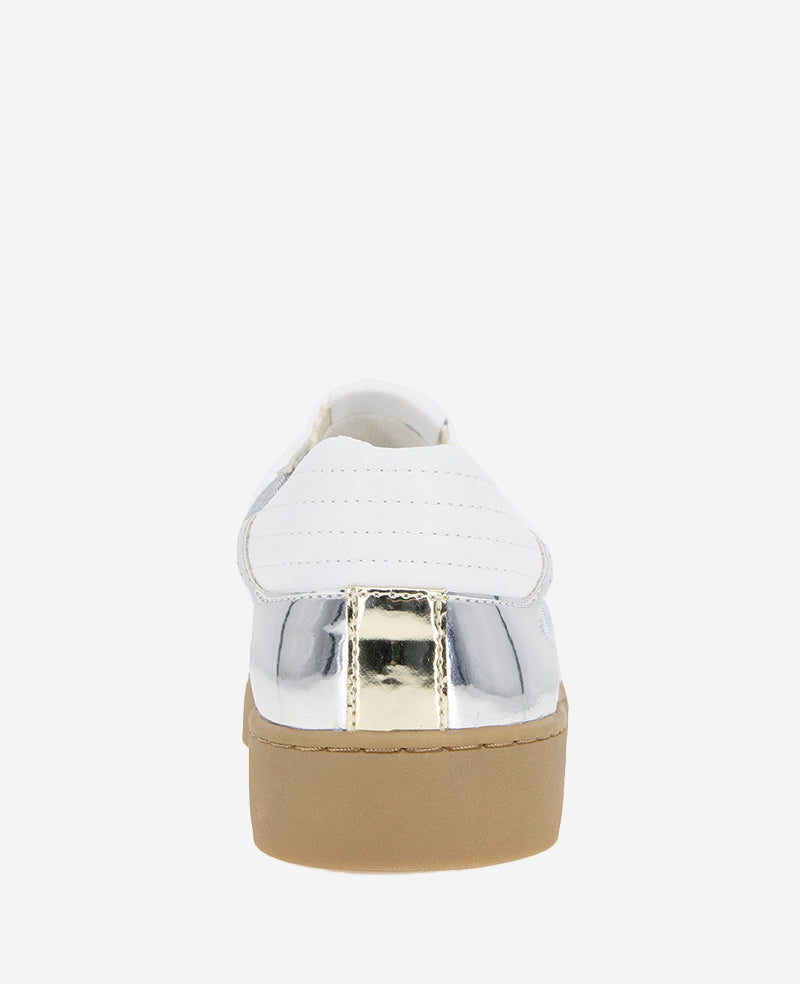 Kenneth Cole Sam Metallic Leather Mesh Sneakers Silver Mesh