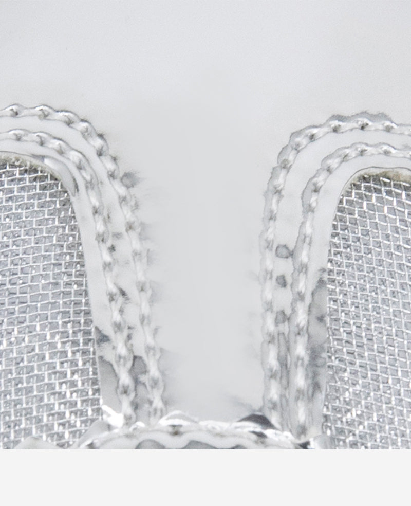 Kenneth Cole Sam Metallic Leather Mesh Sneakers Silver Mesh