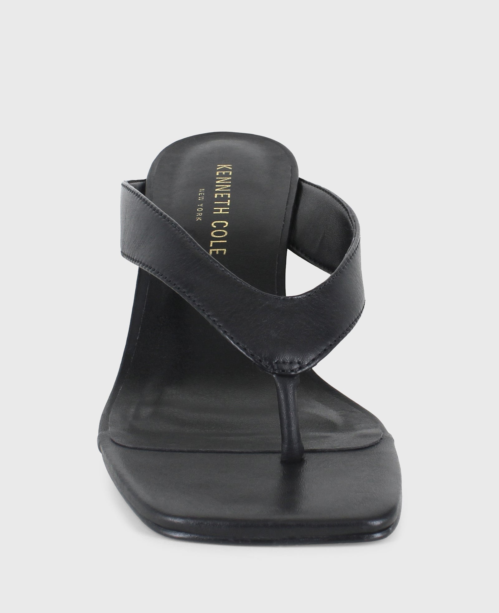 Kenneth Cole Susannah Leather Thong Wedge Sandals Black Leather