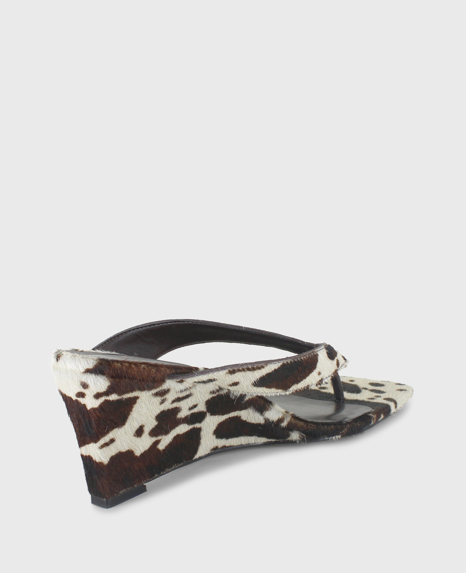 Kenneth Cole Susannah Calf Hair Thong Wedge Sandals Brown Multi Haircalf