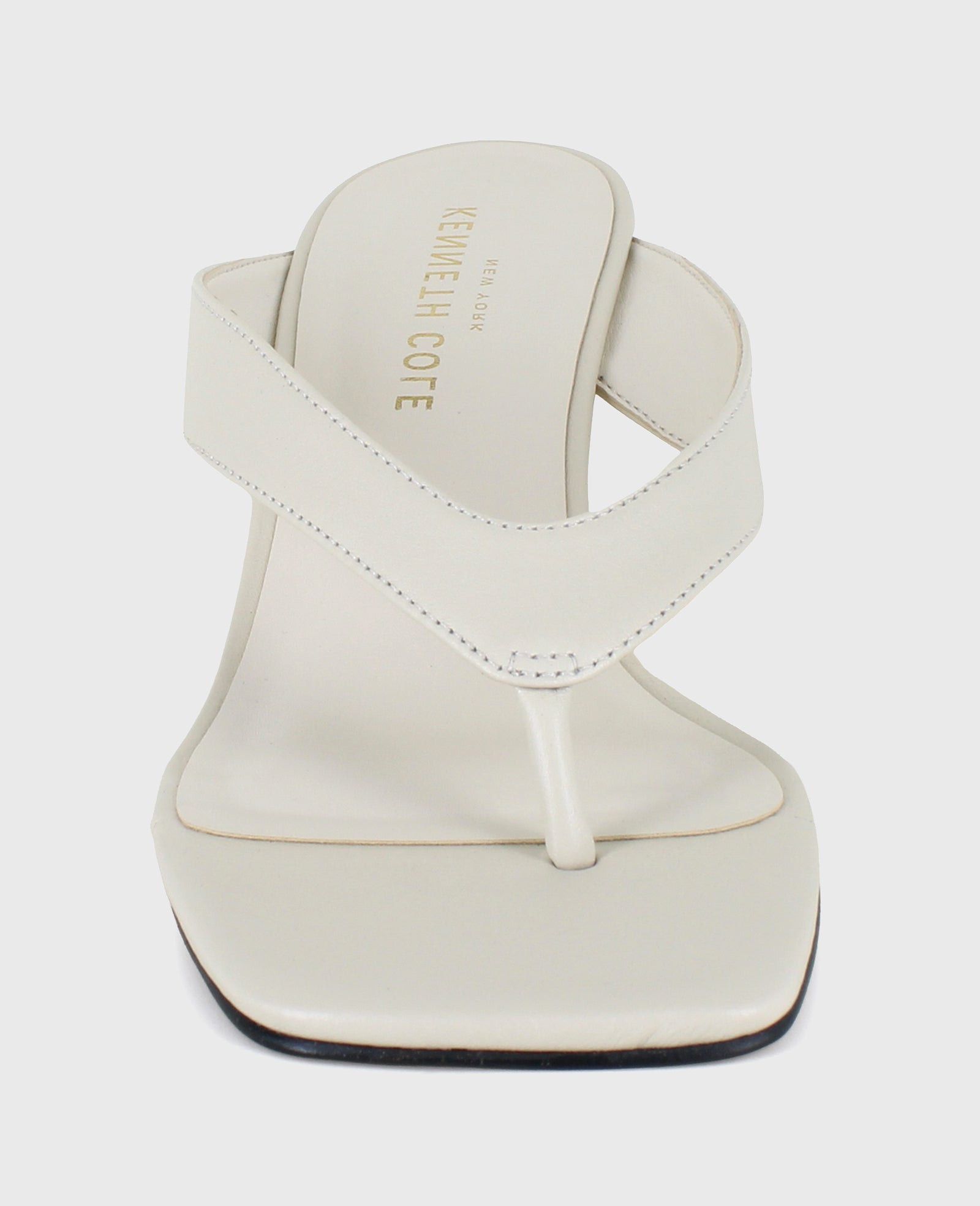 Kenneth Cole Susannah Leather Thong Wedge Sandals Ecru Leather