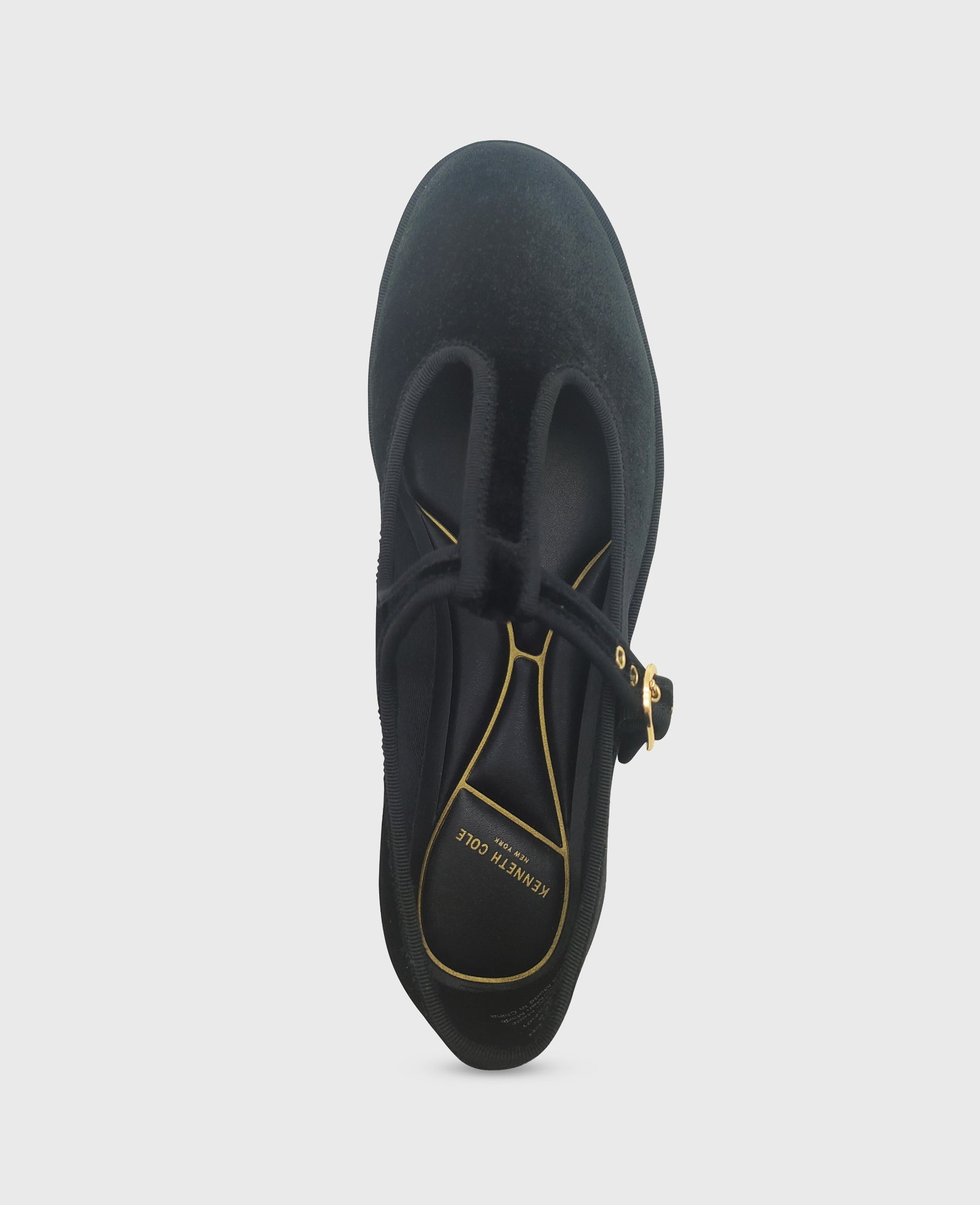 Kenneth Cole Verona Velvet T-Strap Mary Jane Flats Black Velvet