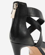 Kenneth Cole Brooke Cross Strap Heeled Sandals Black